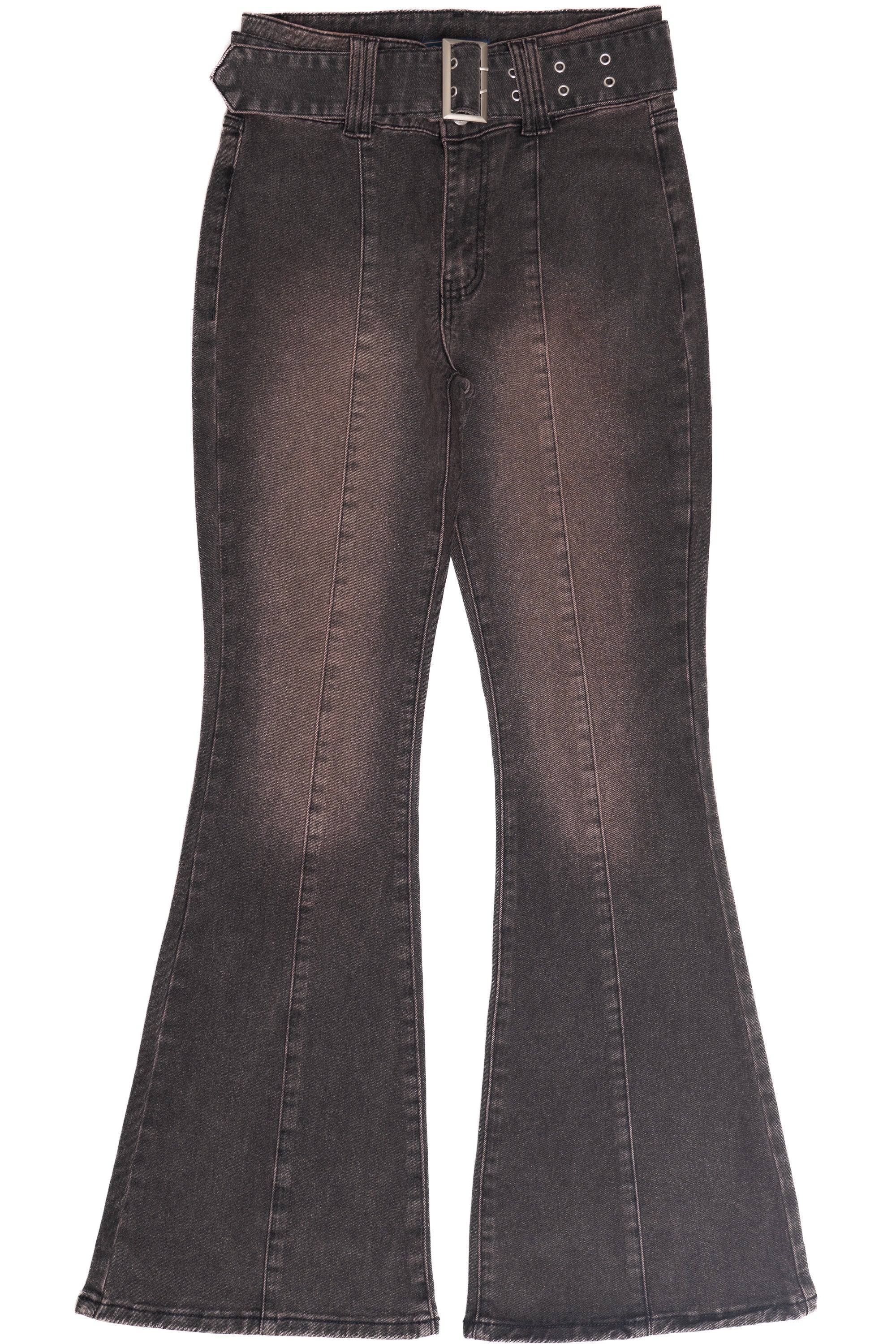 Belted Flare Grunge Wash Jeans - Image 22