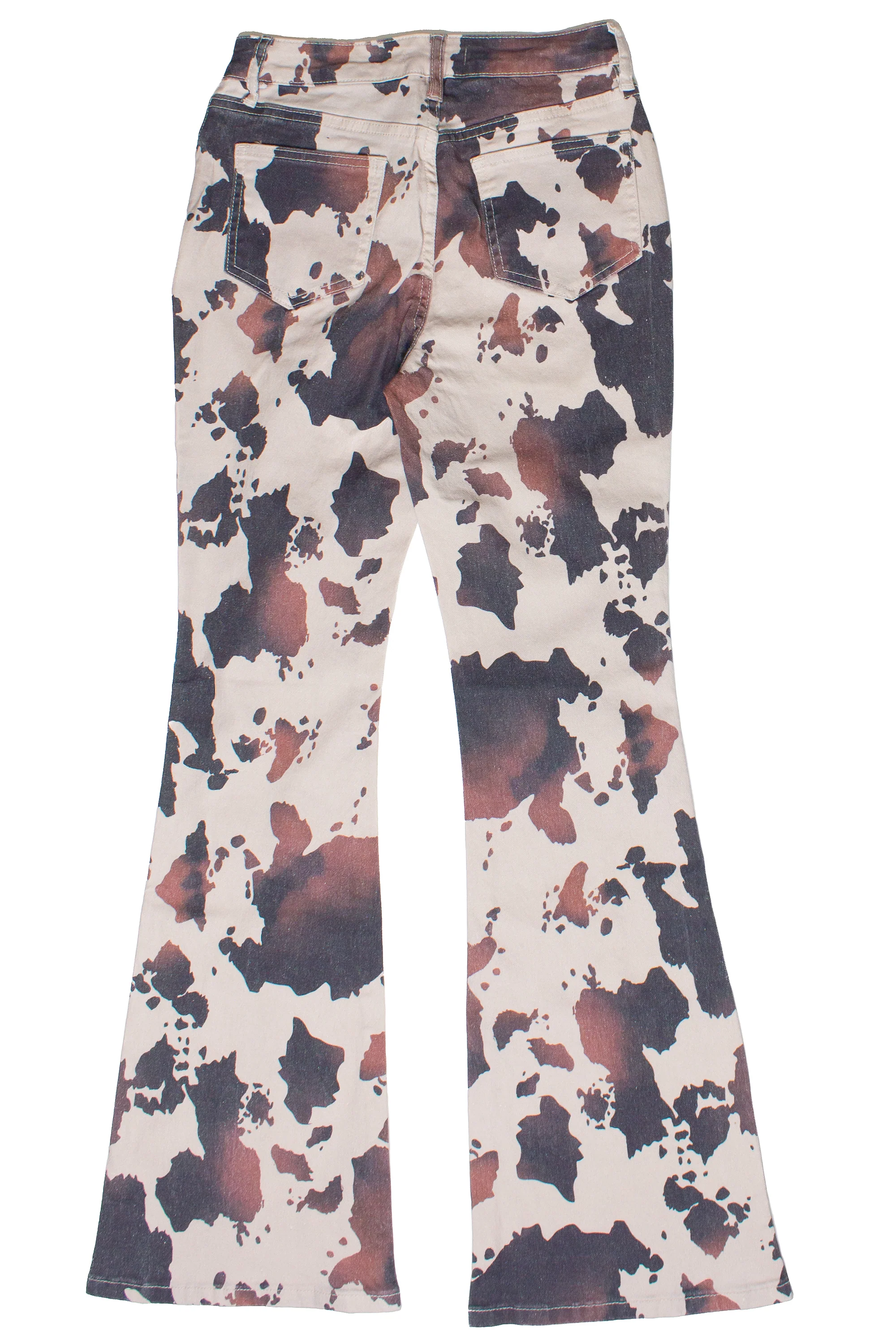 Brown Cow Print Flare Jeans - Image 8