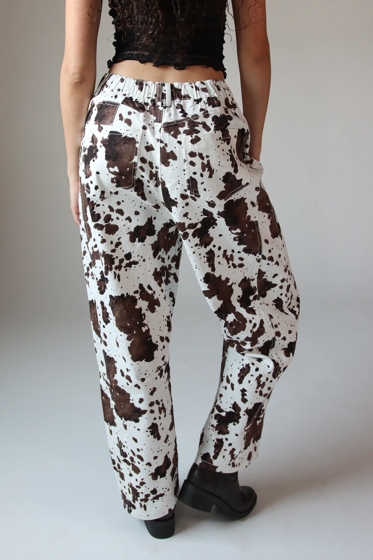 Cow Print Barrel Leg Jeans - Image 8