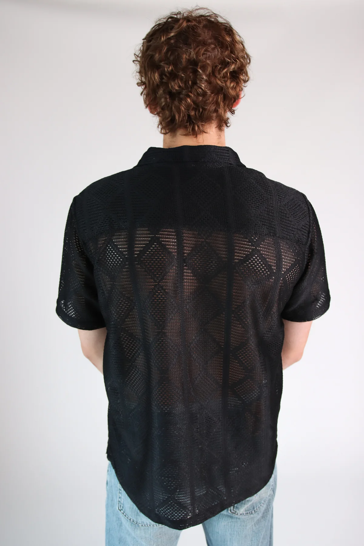 Diamond Open Weave Button Up Shirt - Image 13