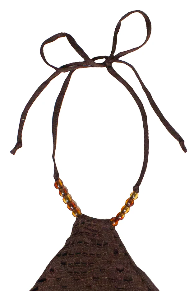 Diamond Pointelle Beaded Halter Mini Dress - Image 10