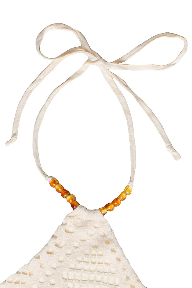 Diamond Pointelle Beaded Halter Mini Dress - Image 8