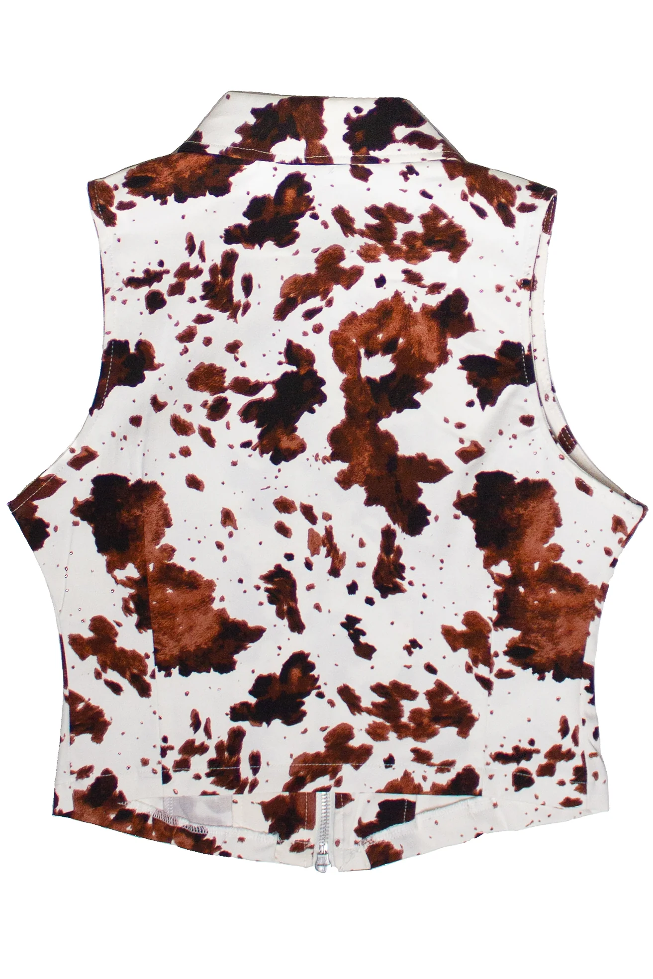 Double Zipper Cow Print Vest - Image 7
