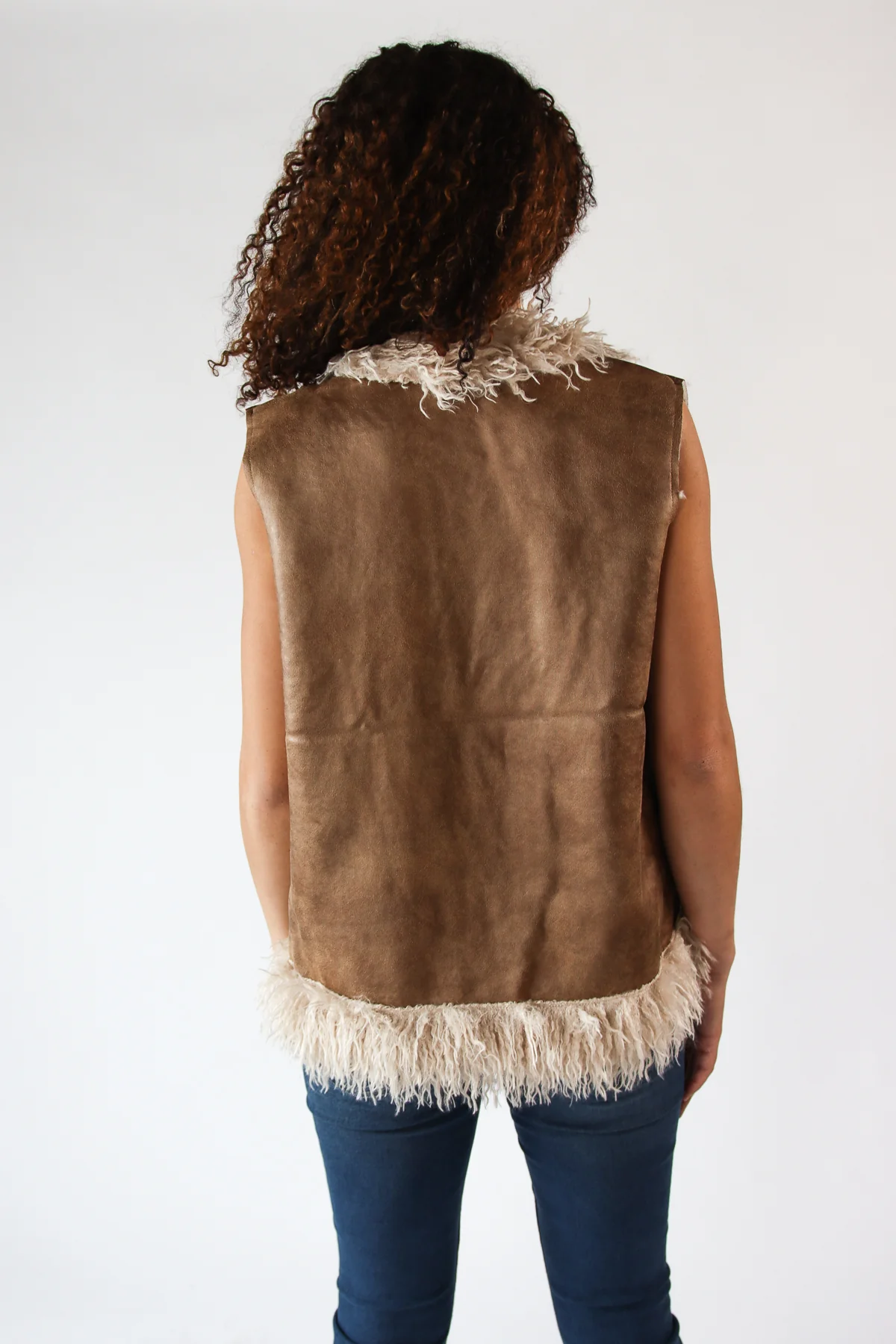 Faux Suede & Faux Fur Trim Vest - Image 8