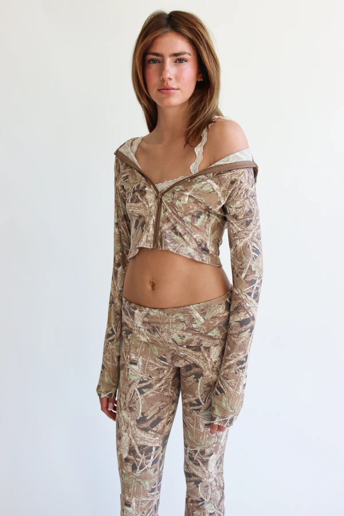 Fleece Lined Woodland Camo Zip Up Hoodie - Image 3