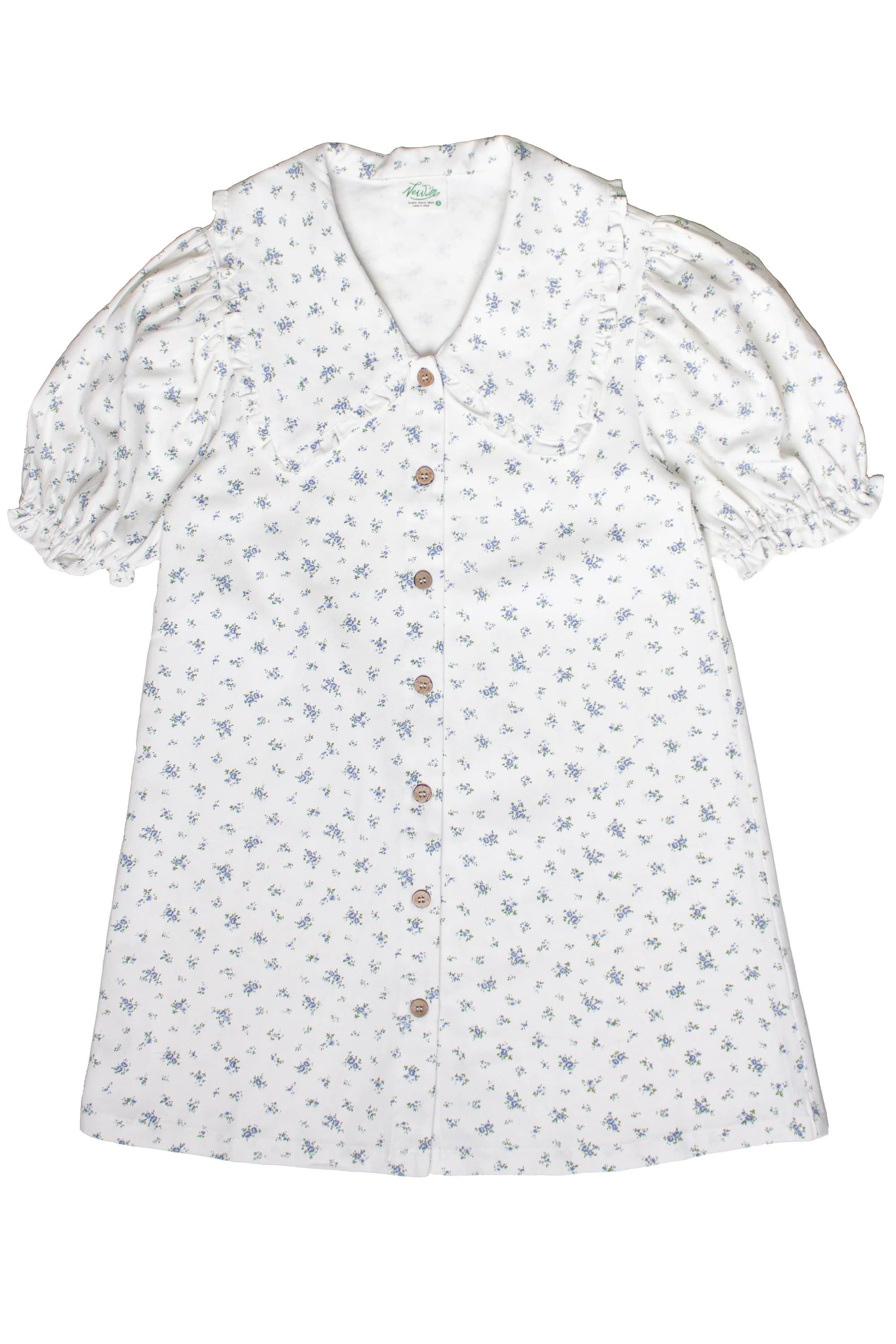 Floral Peter Pan Collar Denim Dress - Image 11