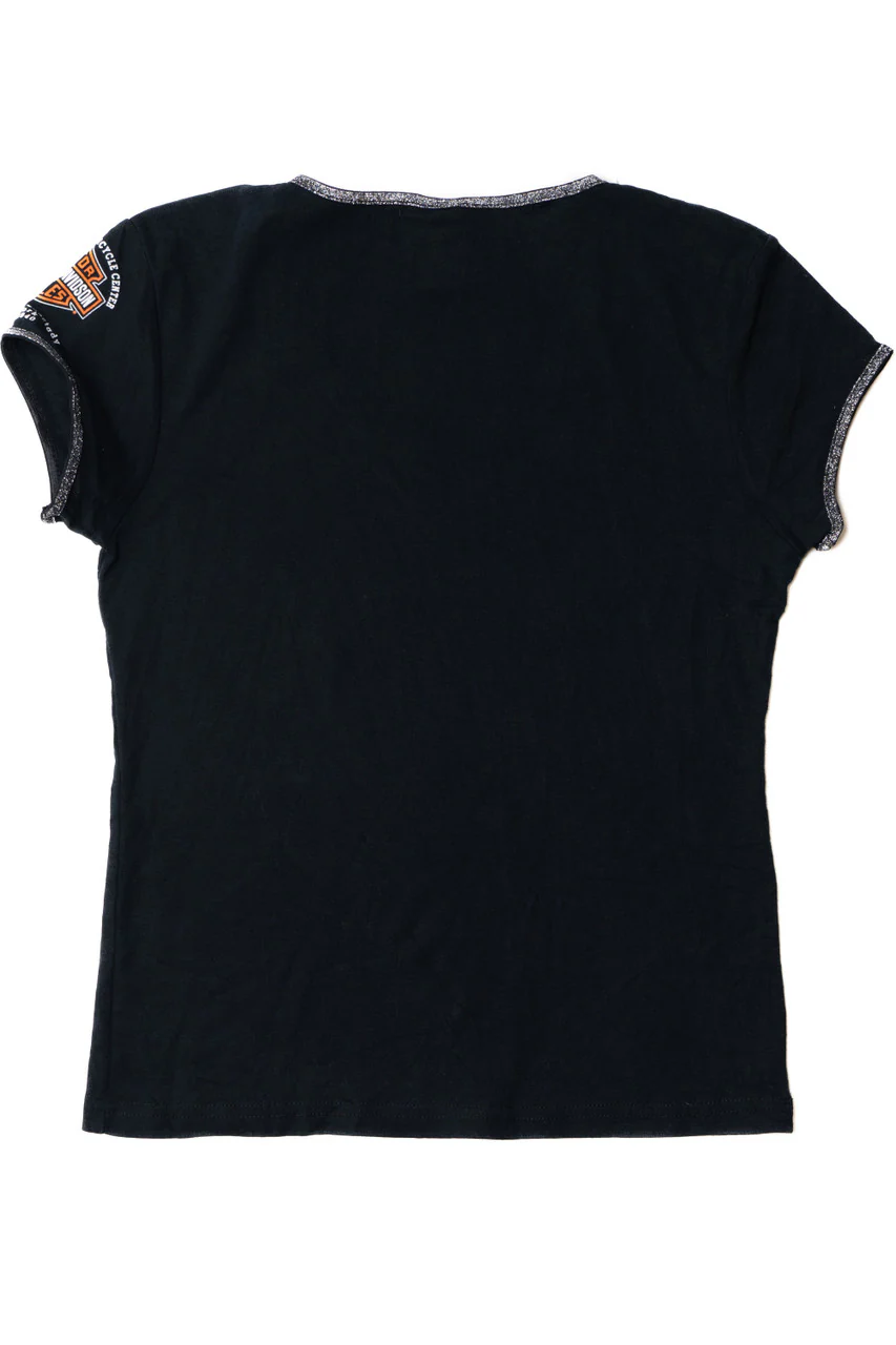 Harley Davidson Bedazzled Eagle Metallic Trim T-Shirt - Image 4