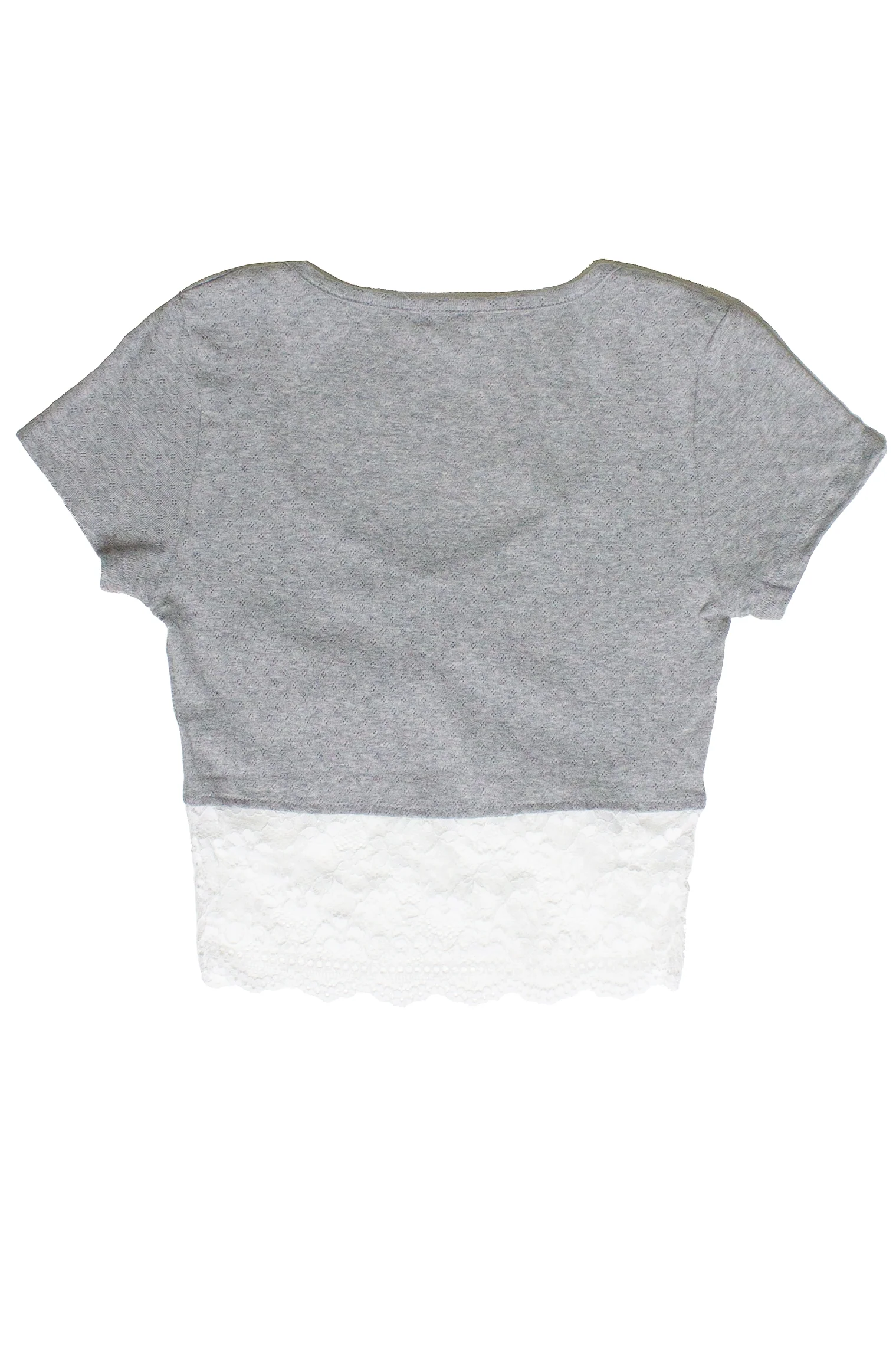 Lace Hem Pointelle Crop Tee - Image 11