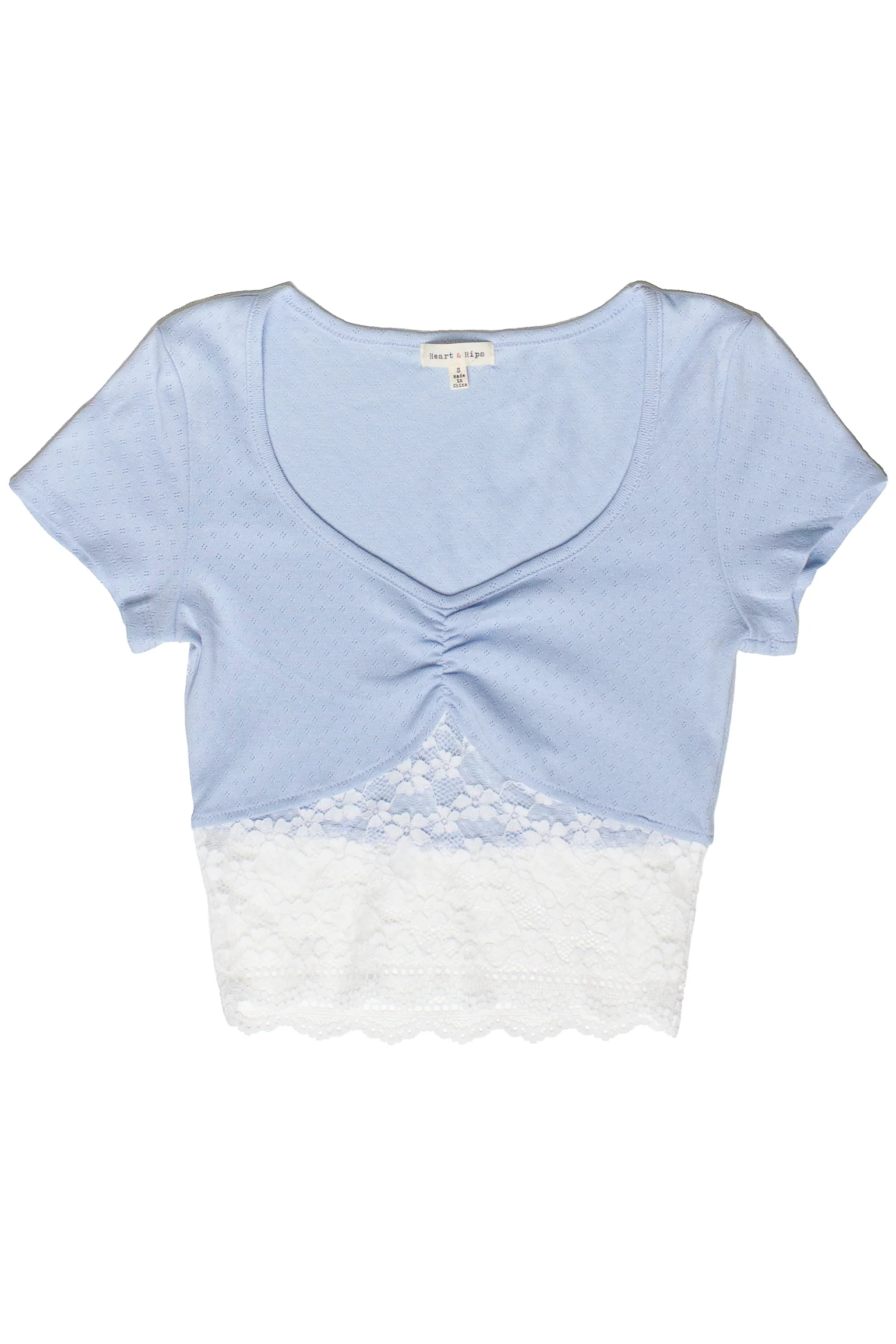 Lace Hem Pointelle Crop Tee - Image 12