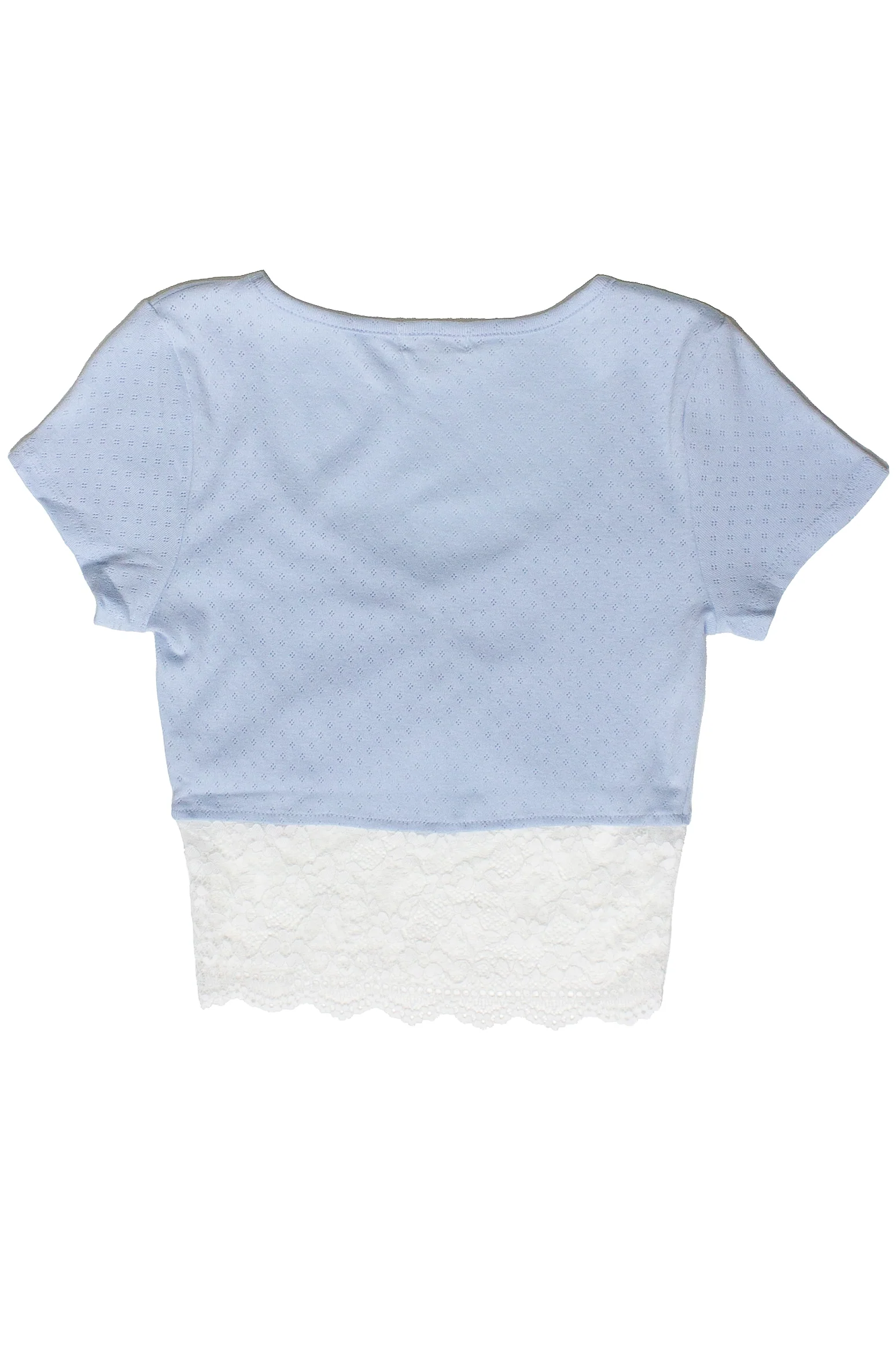 Lace Hem Pointelle Crop Tee - Image 14