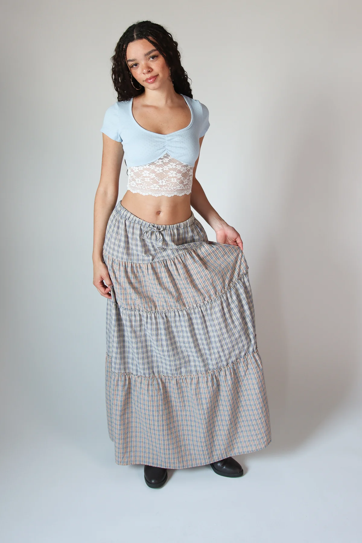 Lace Hem Pointelle Crop Tee - Image 5