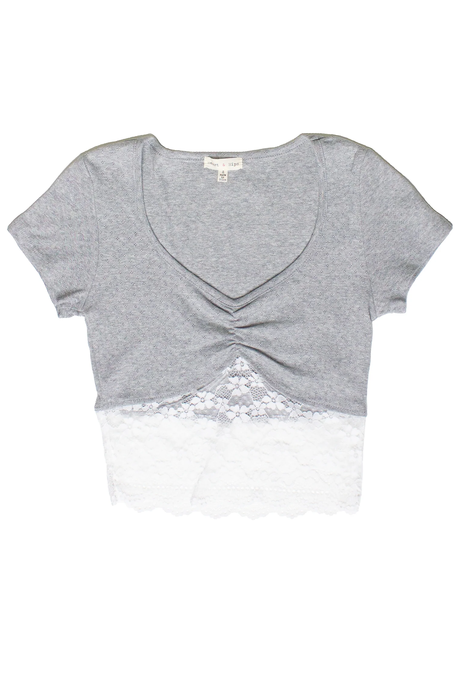 Lace Hem Pointelle Crop Tee - Image 9