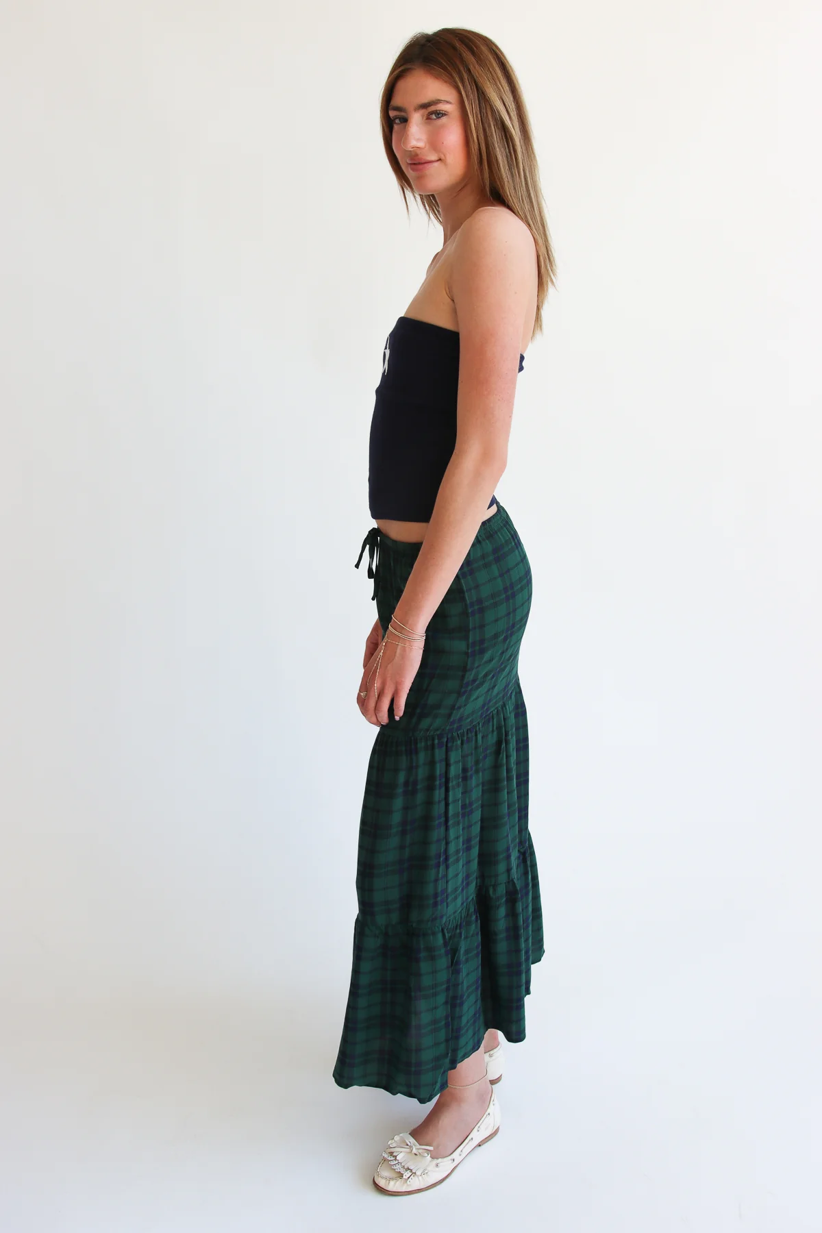 Plaid Tiered Maxi Skirt - Image 10