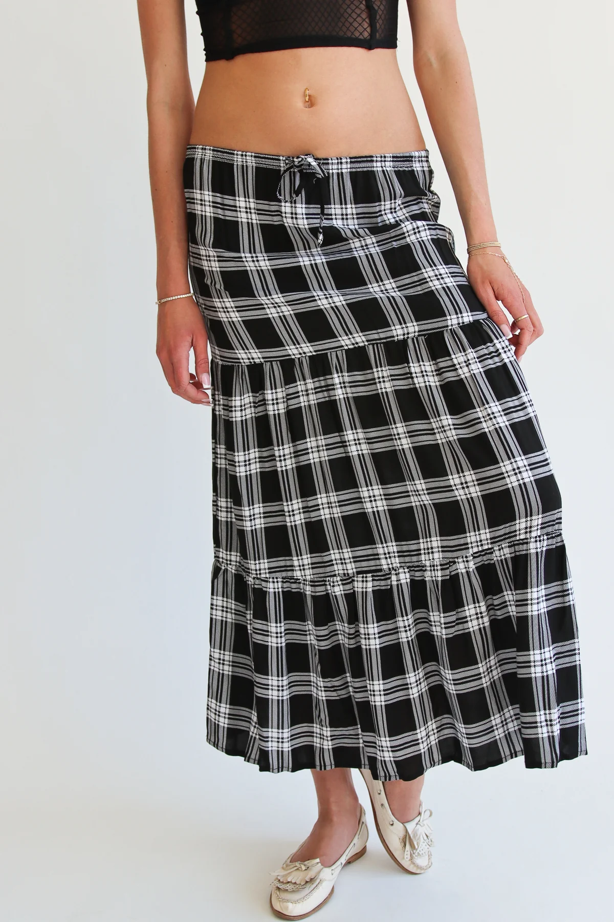 Plaid Tiered Maxi Skirt - Image 7