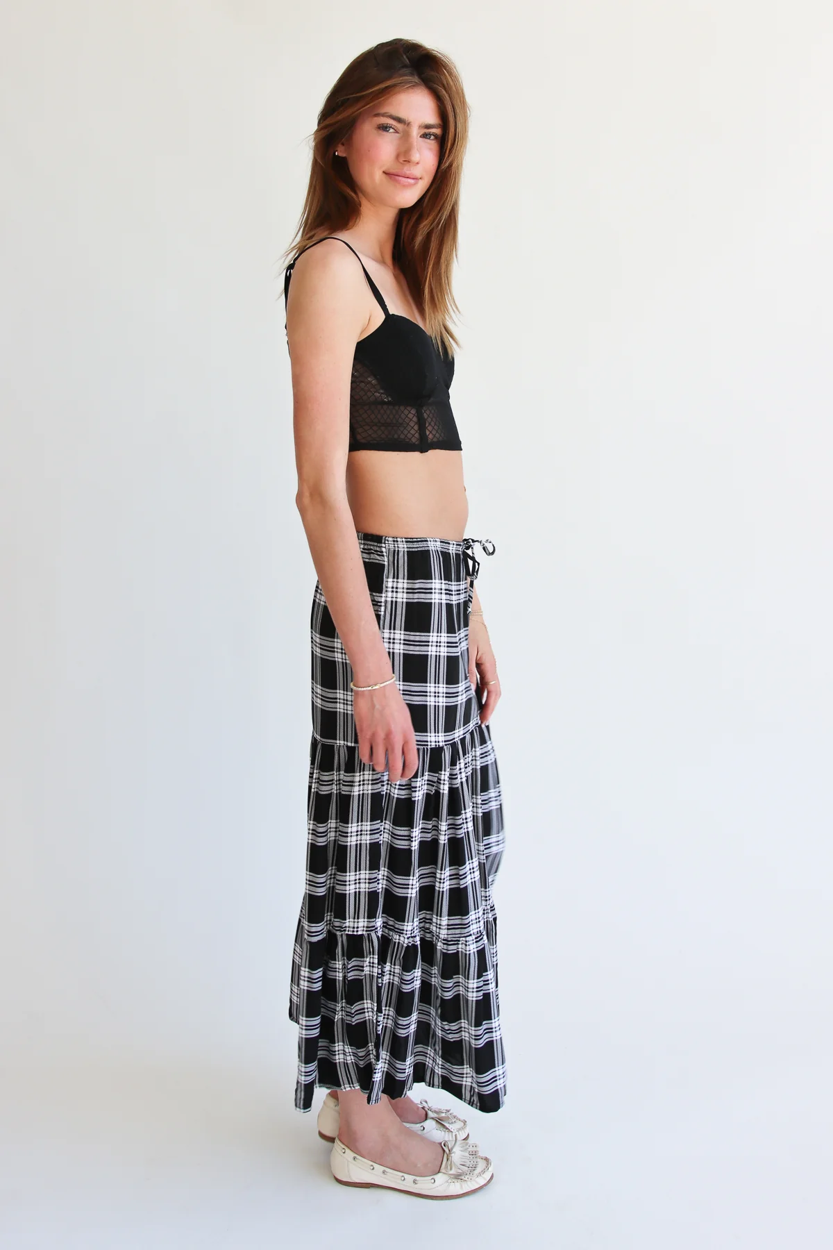 Plaid Tiered Maxi Skirt - Image 9