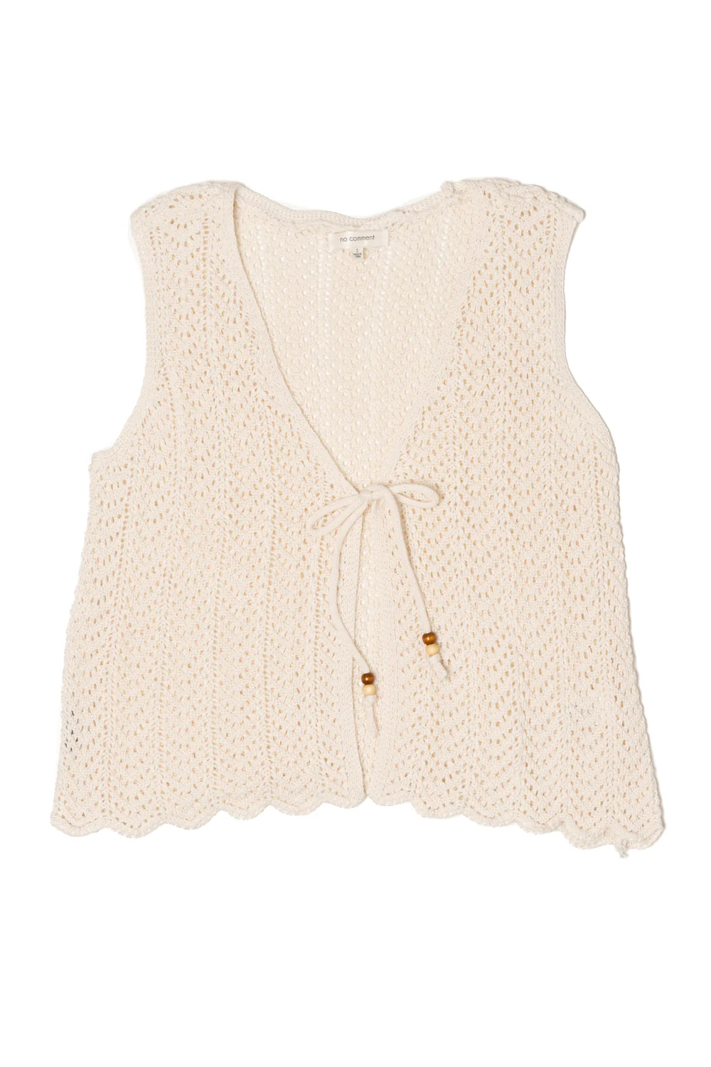 Pointelle Stitch Tie Front Vest Top - Image 5