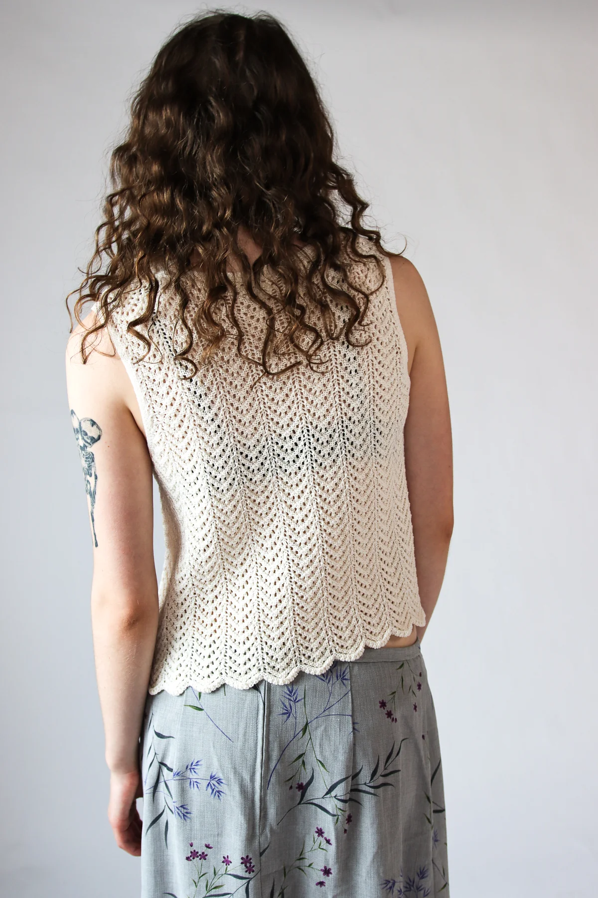 Pointelle Stitch Tie Front Vest Top - Image 8