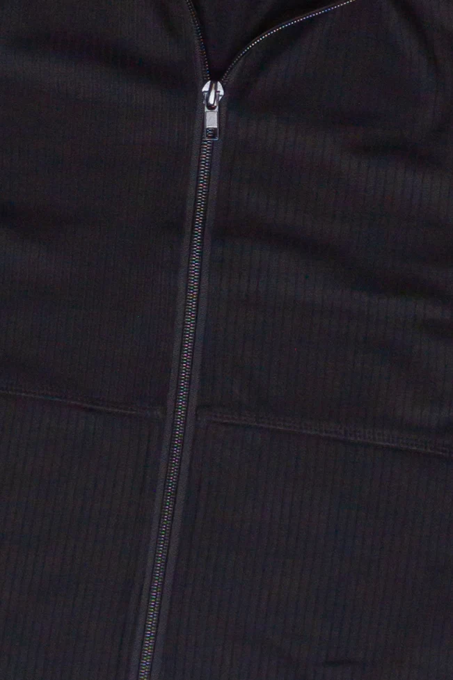 Ribbed Lightweight Fleece Lined Zip Up Top - Image 14