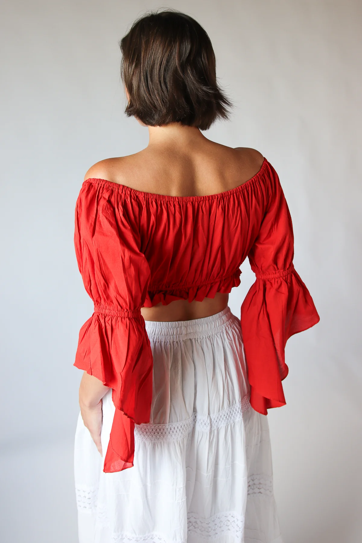 Ruched Front Peasant Crop Top - Image 14