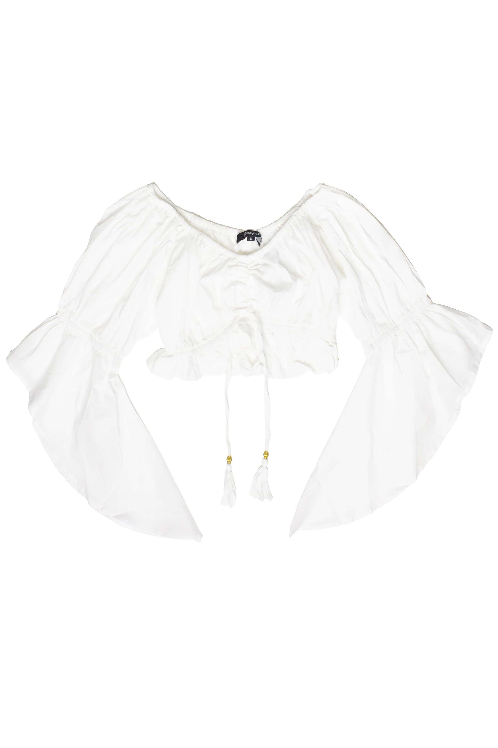 Ruched Front Peasant Crop Top - Image 16