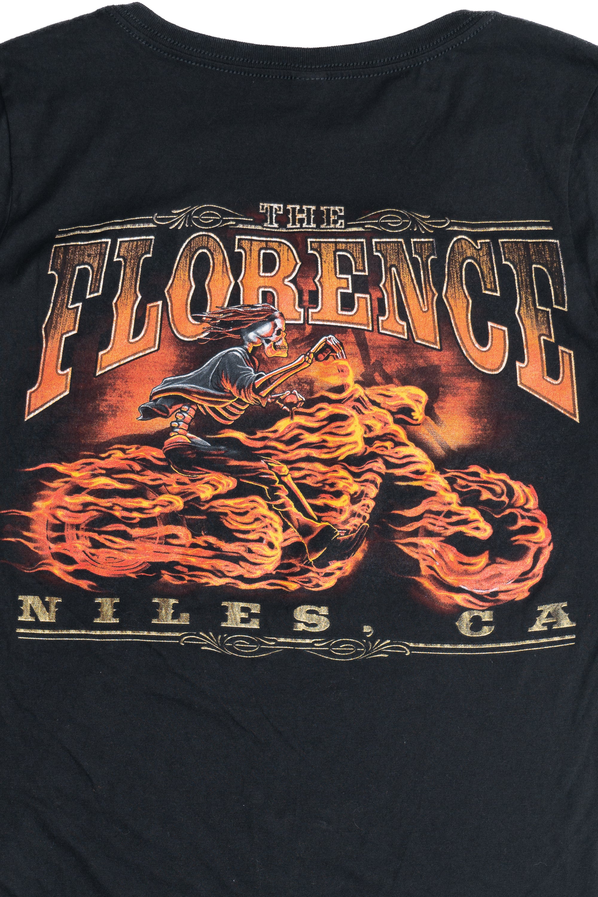 The Florence Bar Niles, CA Motorcycle Flames T-Shirt - Image 4