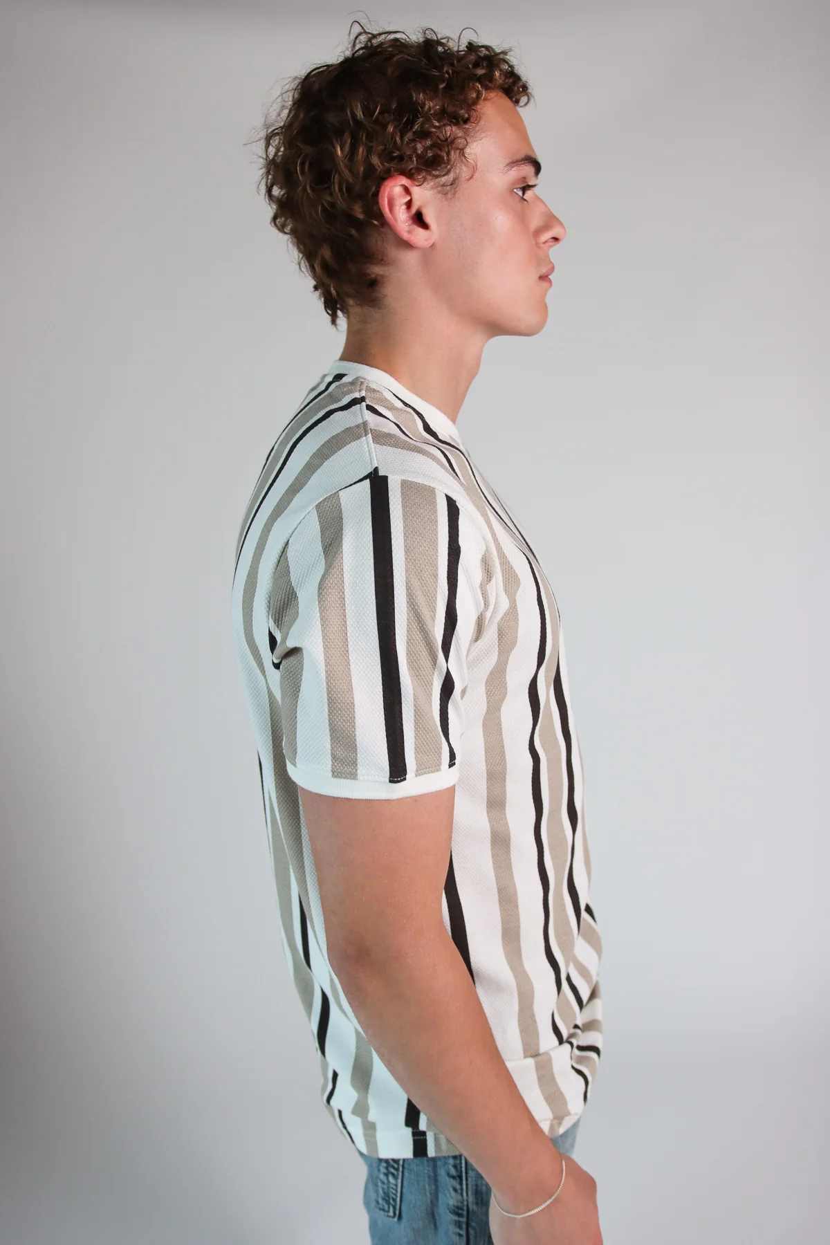 Vertical Striped Textured Tee - Image 3