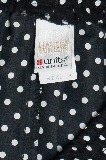 Vintage Black & White Polka Dot Pleated Stretch Waist Skirt (1990s) - Image 3