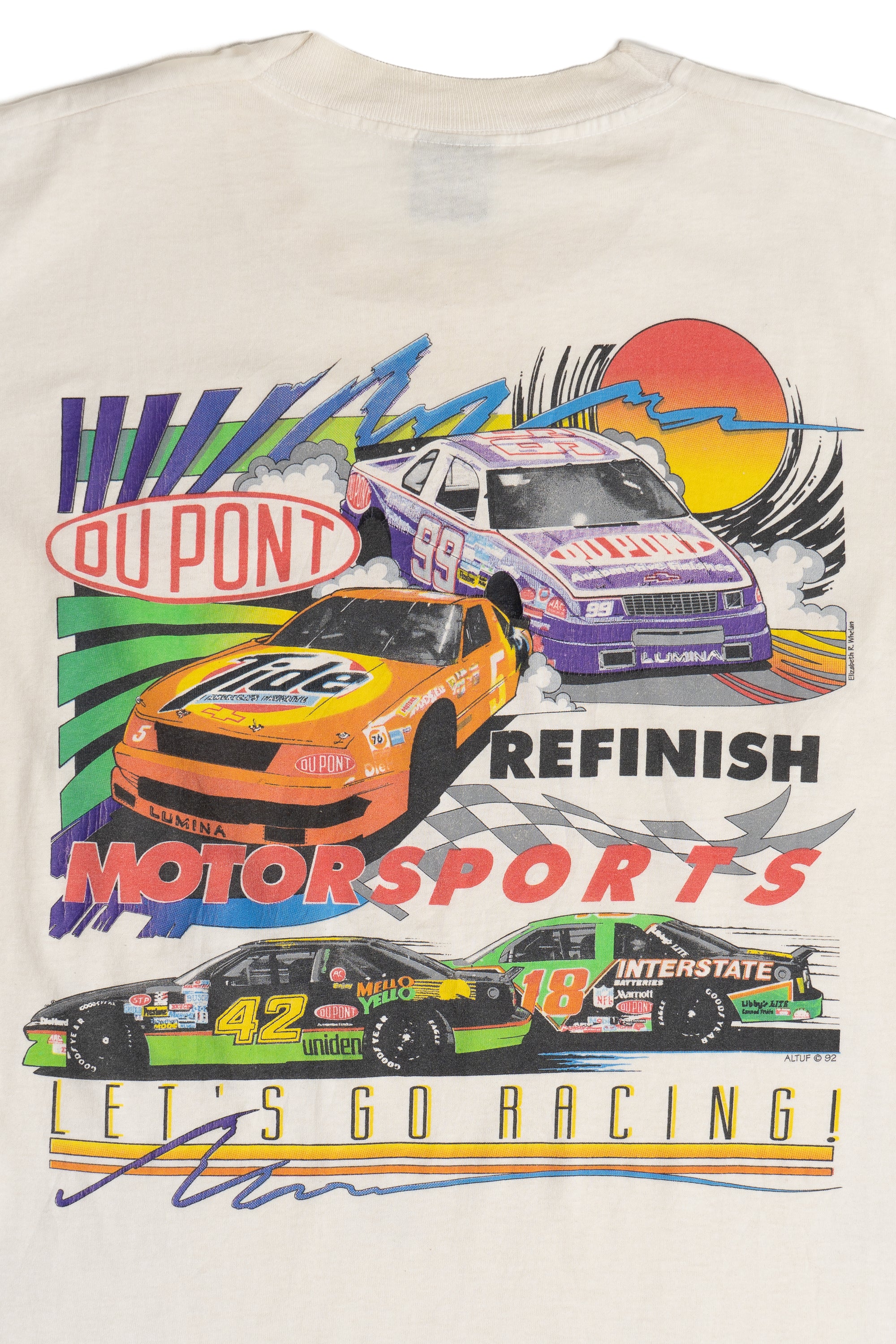 Vintage Distressed Du Pont "Let's Go Racing" T-Shirt (1990s) - Image 4