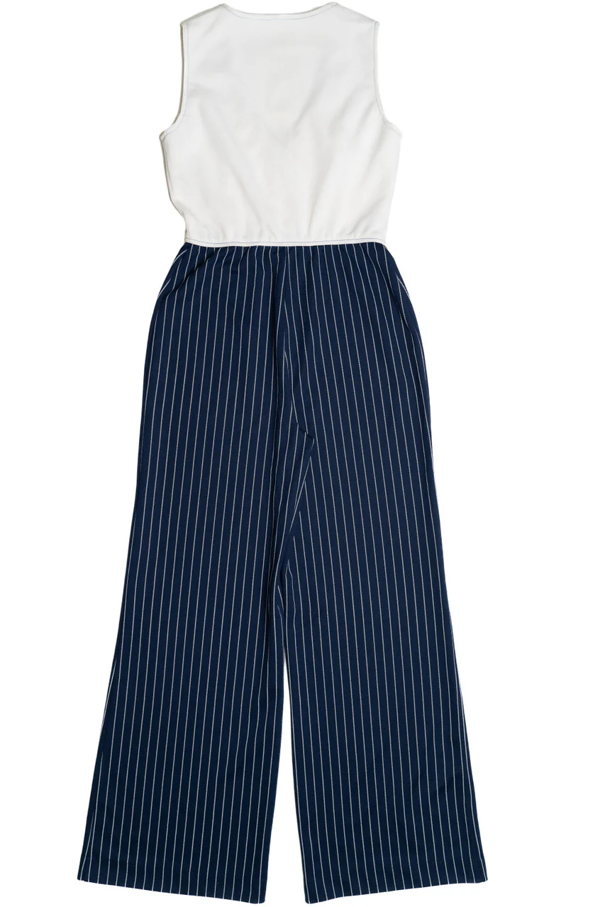 Vintage Hey Sailor! Navy Pinstripe Jumpsuit - Image 3