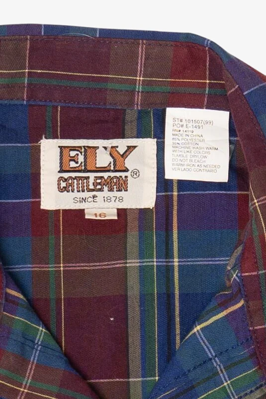 Vintage Plaid Ely Cattleman Button Up Shirt (1970s) - Image 4